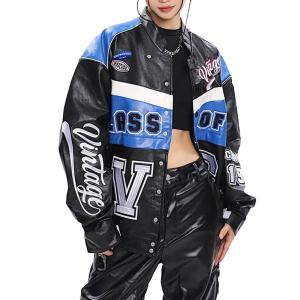 並行輸入品】Harley Davidson Women's Logo Leather Sleeve Denim