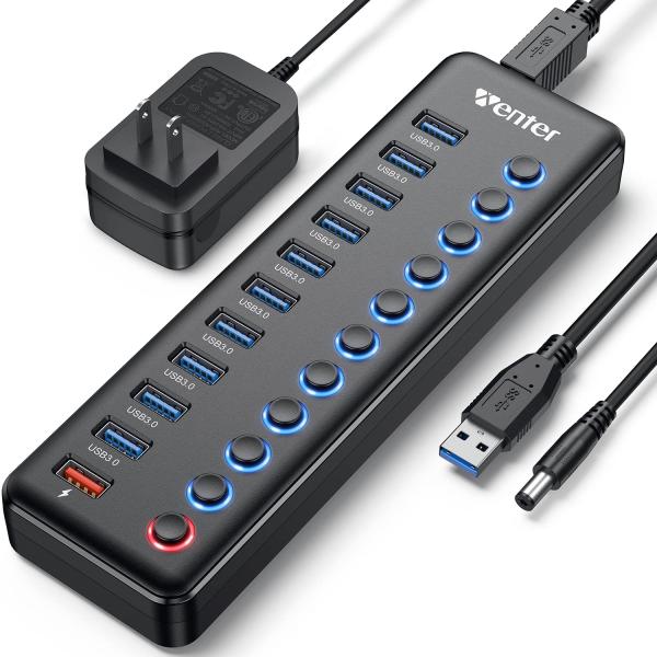 【並行輸入品】Powered USB Hub 3.0, Wenter 11 Port USB Spl...