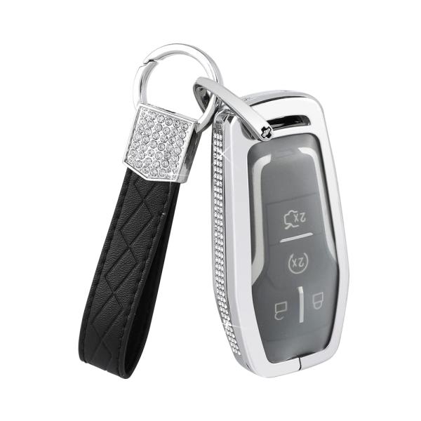 【並行輸入品】1797 カーキーフォブカバーケース メタルクリスタルシルバー親 (フォードタイプA用...