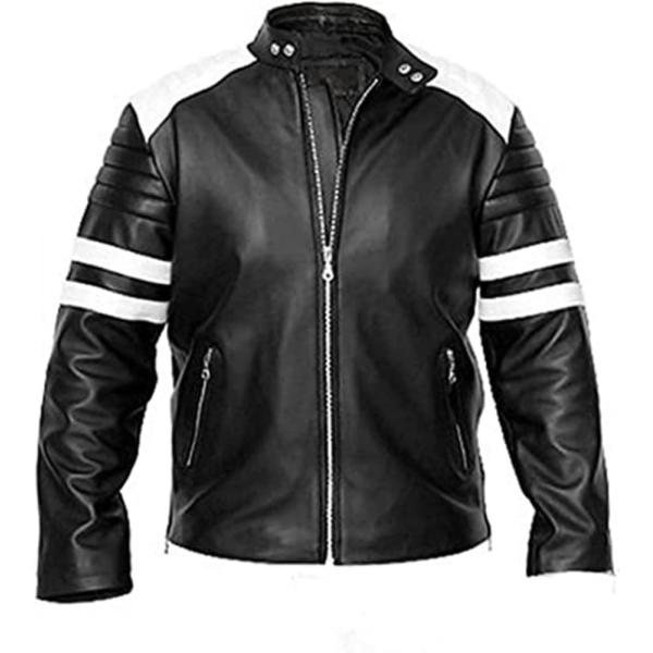 【並行輸入品】Men's Genuine Leather Fight Stripe Club Jac...