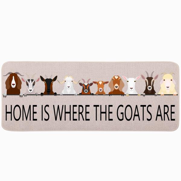 YOUWOUS Home is Where The Goats are ドアマット 17x47インチ...