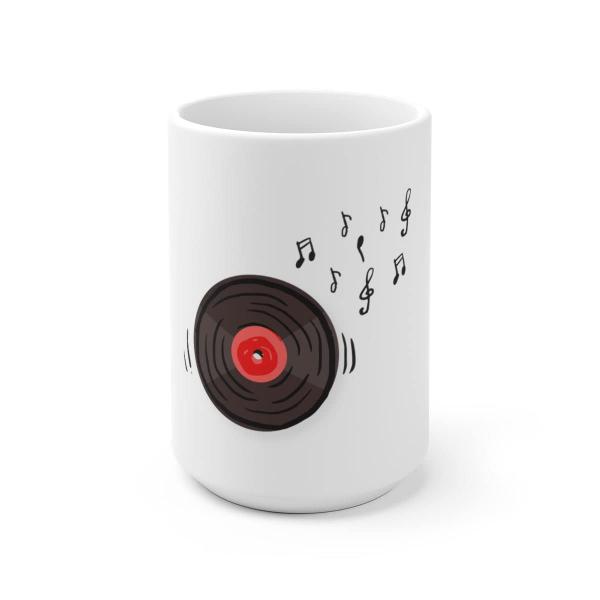 White Ceramic Mug Novelty Gramophone Disc Audio Re...