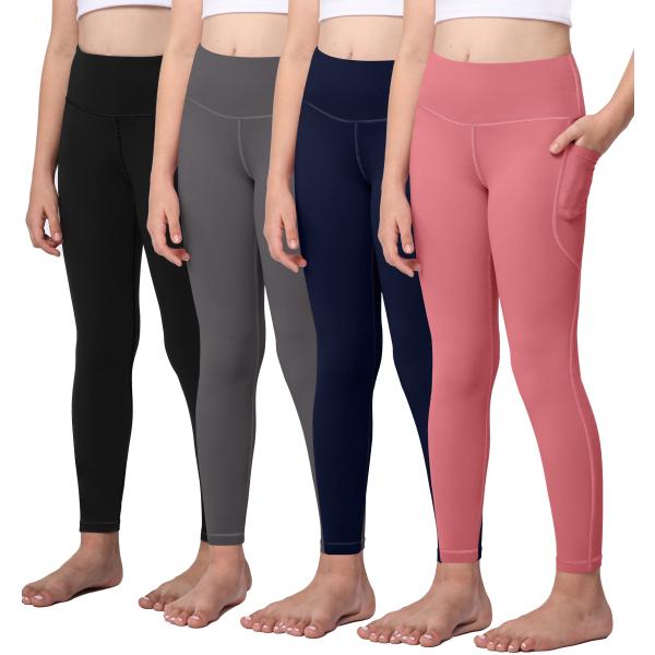 AENLLEY Yoga Active Leggings for Girls with 2 Pock...