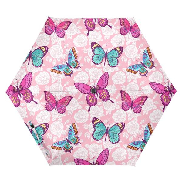 【並行輸入品】ZENWAWA Travel Umbrella (Pink Floral Butter...