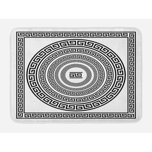 【並行輸入品】Greek Key Bath Mat, Traditional Meander Bor...