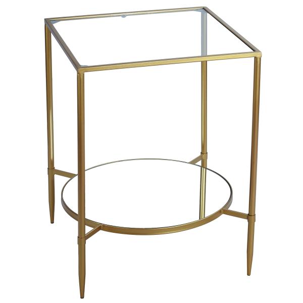 Cortesi Home Johan Glass End Table with Mirror She...