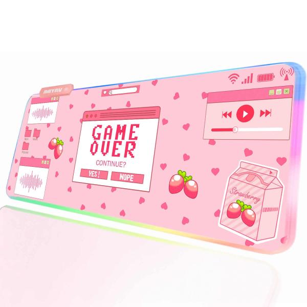 JMIYAV Pink RGB Gaming Mouse Pad 31.5x12 Inch PC X...