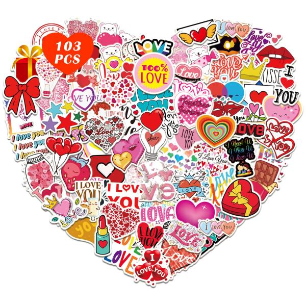 【並行輸入品】Love Heart Stickers 103PCS Romantic Valenti...