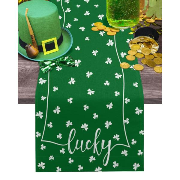 St. Patrick&apos;s Day Green Table Runner 13x48 Inches,...