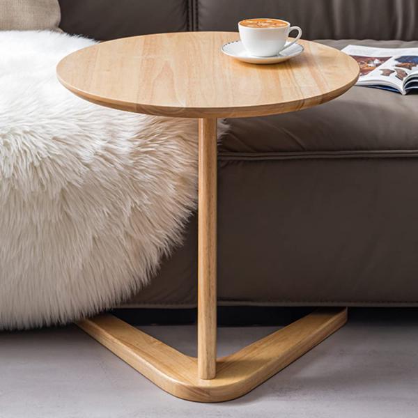 LITFAD 60CM Tall Solid Oak Side Table Round C Side...