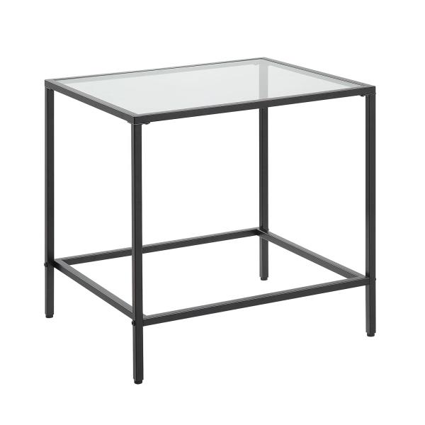CAWS 22&quot; W Black End Table, Tempered Glass Rectang...