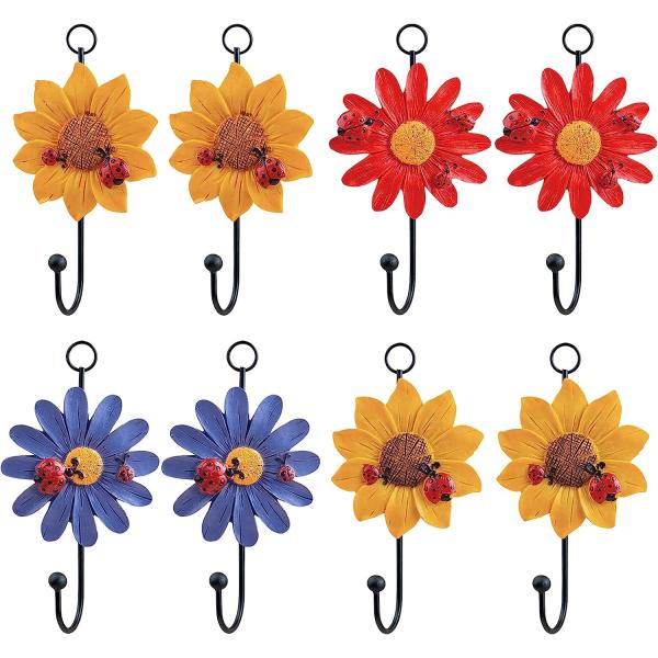 【並行輸入品】GDYOOSHOW ひまわり 樹脂 鉄製フック 菊の花のフック ガーデンフェンス ドア...