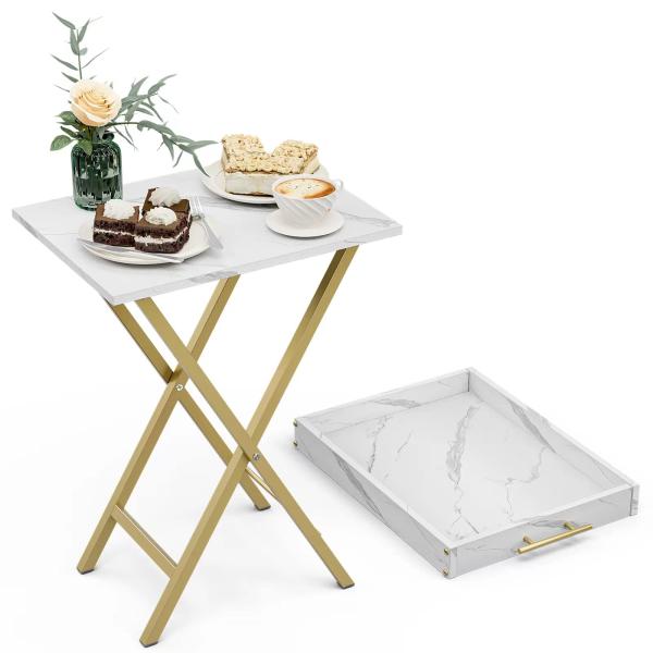 HMFOR Folding TV Tray Tables, Side Table for Small...