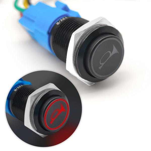【並行輸入品】1個 16mm 盛り上がったスピーカーホーン 瞬間プッシュボタンスイッチ 12V LE...