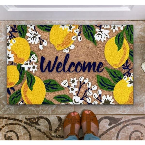 Door Mat Cute Lemons with Flowers Welcome Non Slip...
