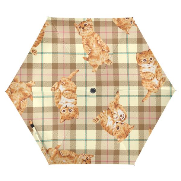 【並行輸入品】ZENWAWA Cats Plaid Travel Umbrella Auto Ope...