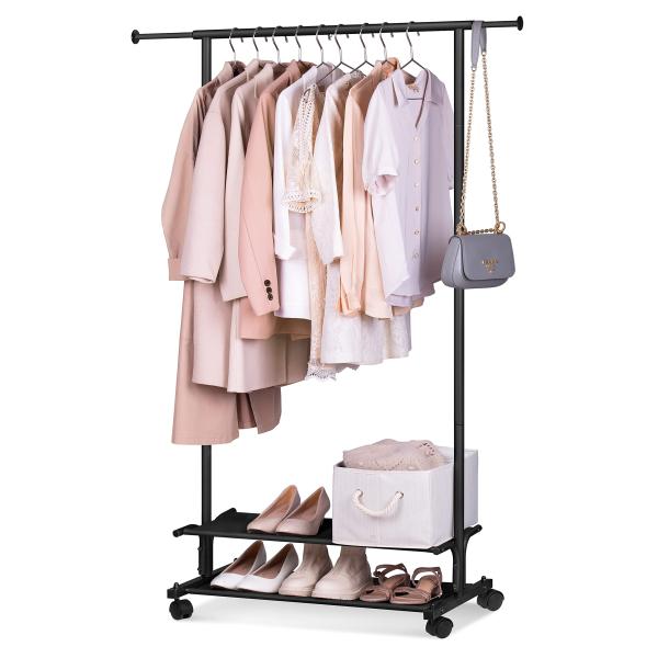 【並行輸入品】MISSLO 2 Shelves Clothing Racks for Hanging...