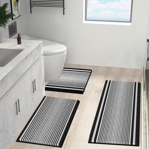 【並行輸入品】Sunhop Black Bathroom Rug Set, Ultra Soft N...