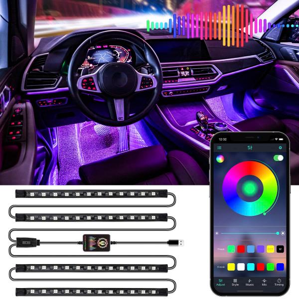 【並行輸入品】LivTee 車用LEDライト スマートカーインテリアライト アプリコントロール付き ...