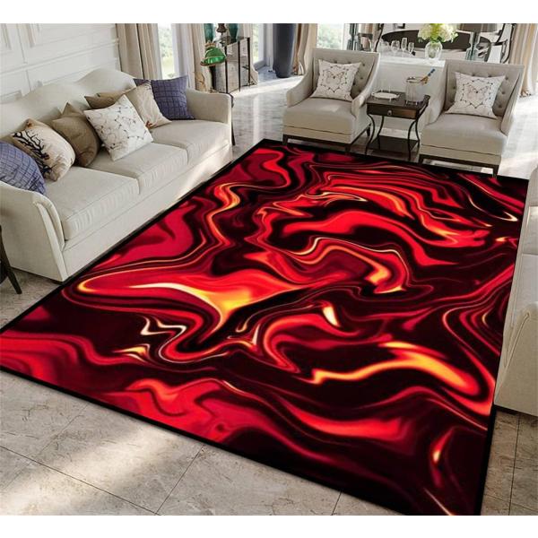 Red Flame Area Rug,3x5ft,3D Wave Swirl Neon Colorf...