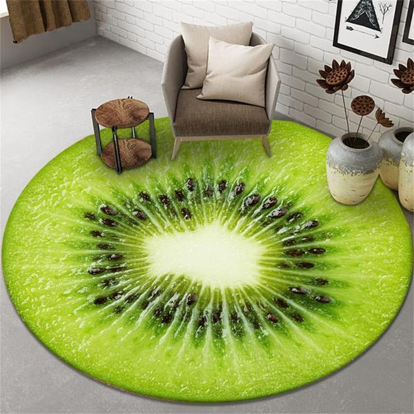 Round Kiwi Rugs,5ft, Large Living Room Fruit Carpe...