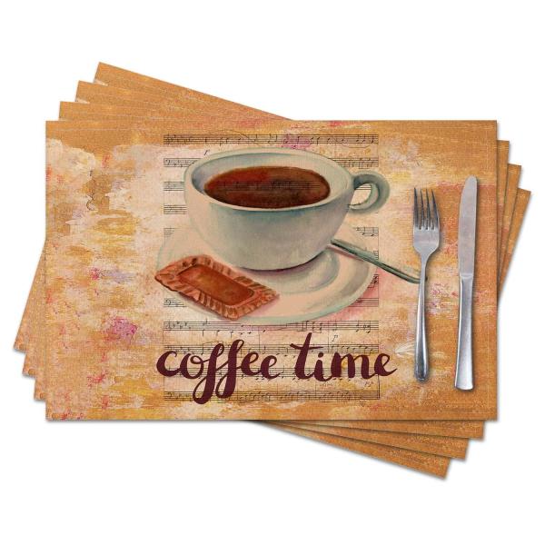 Cloth Placemats Set of 4,Coffee Theme Coffee Time ...