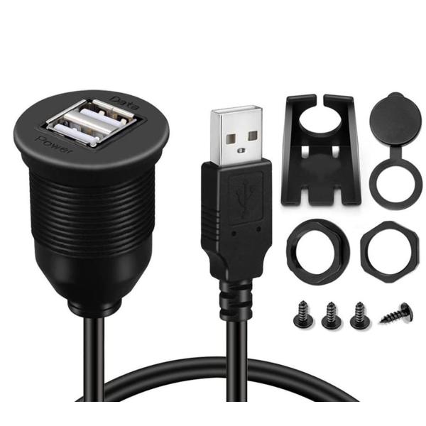 【並行輸入品】Qaoquda 2ポート USB 2.0 フラッシュマウントケーブル USB 2.0オ...