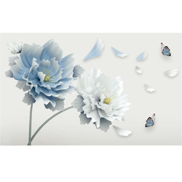 Blue Flower Butterfly Floral Wall Decals DIY Craft...
