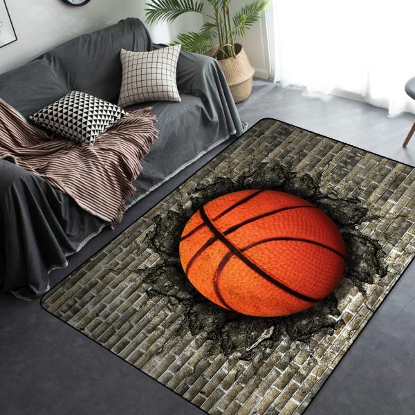 【並行輸入品】Basketball Rug for Boys Bedroom Playroom Li...