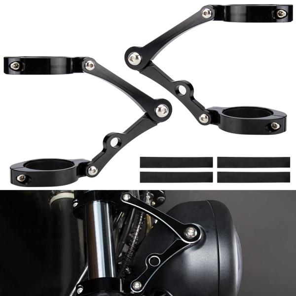 【並行輸入品】KICRY ユニバーサルオートバイヘッドライトマウントブラケット ブラック 39 41...
