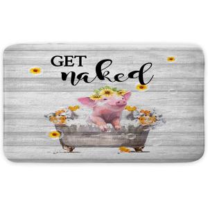 KXO Get Naked Bath Mat, Funny Pig Taking a Bath Ba...