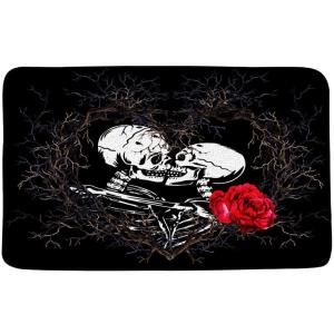 【並行輸入品】Skull Couple Bath Mat Cute Skeleton Kiss Sk...