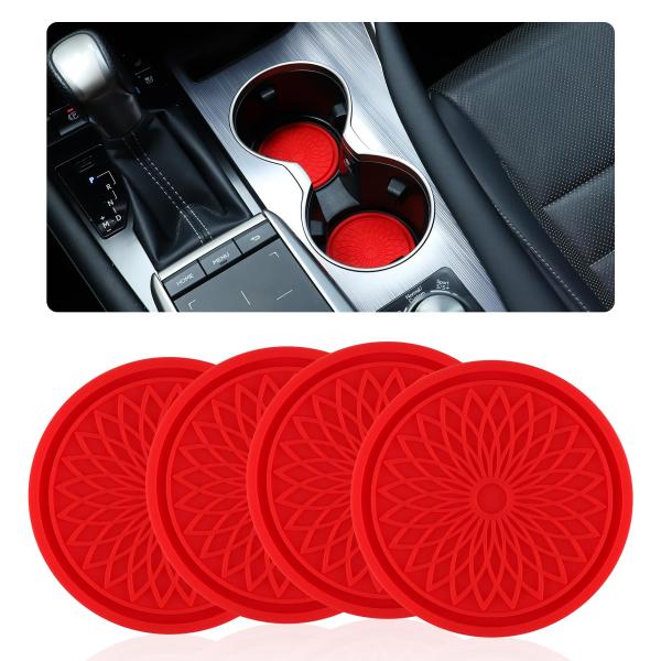 【並行輸入品】GaRhomxy カーカップホルダーコースター、4個 ノンスリップフラワーデザインカッ...