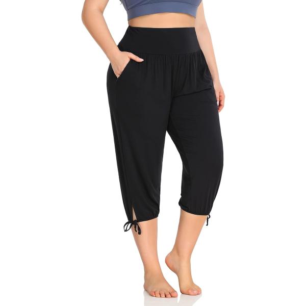 ZERDOCEAN Women&apos;s Plus Size Yoga Capri Pants Loung...