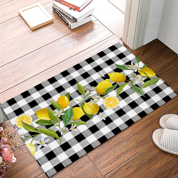 DIFNARY Summer Lemon Buffalo Plaid Entrance Floor ...