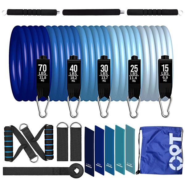 【並行輸入品】KRIXAM ピラティスバーキット 抵抗バンド付き 抵抗バンドセット バー付き ポータ...