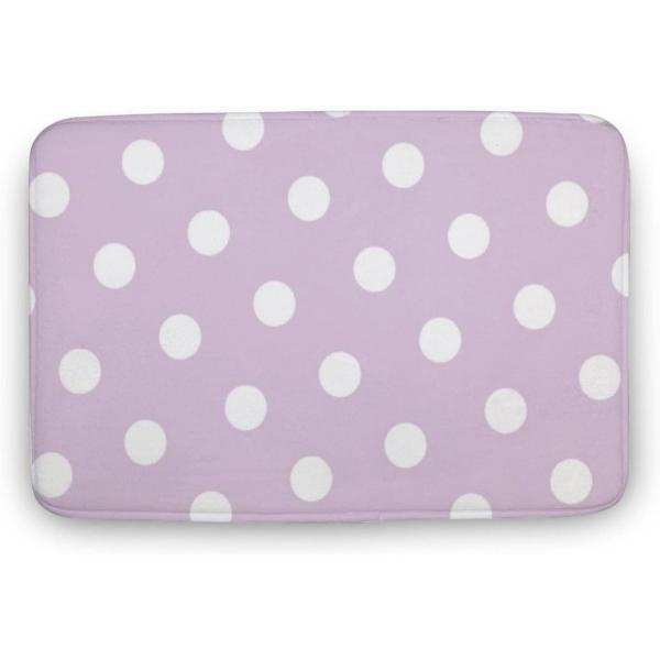 Curdesi Pastel Purple Polka Dot Bath Mat Non-Slip ...