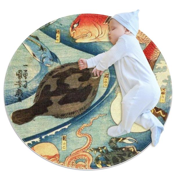 【並行輸入品】エリアラグ、鯉 悪魔の魚 カニ 海、リビングルームフロアマット40x40インチ滑り止め...