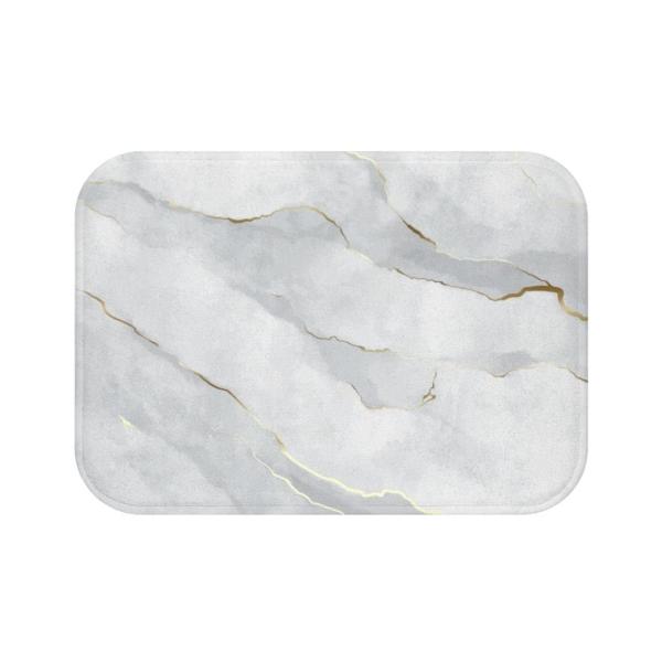 Marble Print Bath Mat, Stone Gold Cute Shower Micr...