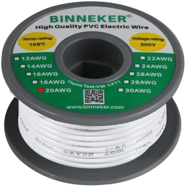【並行輸入品】BINNEKER 20 Gauge PVC 1007 Electric Wire Wh...