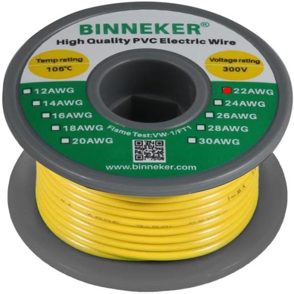 【並行輸入品】BINNEKER 22 Gauge PVC 1007 Electric Wire Ye...