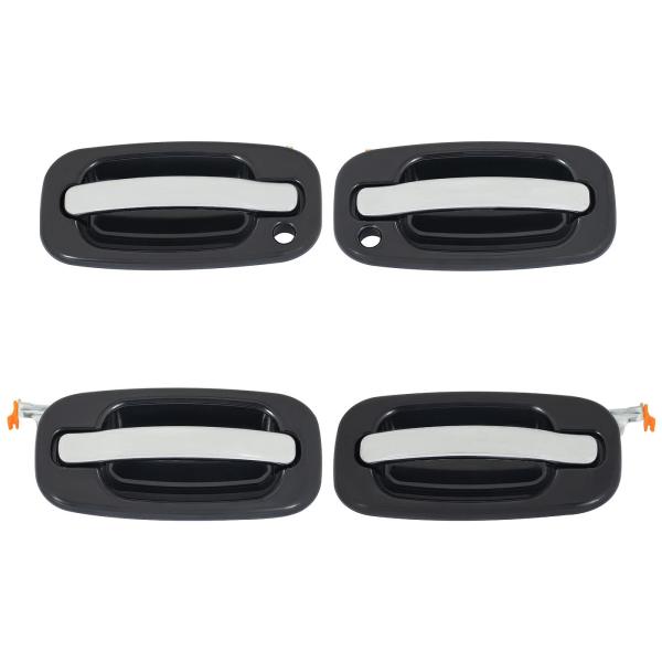 【並行輸入品】DEAL フロント+リア左+右サイドブラックベースクロームレバー外装ドアハンドル交換キ...