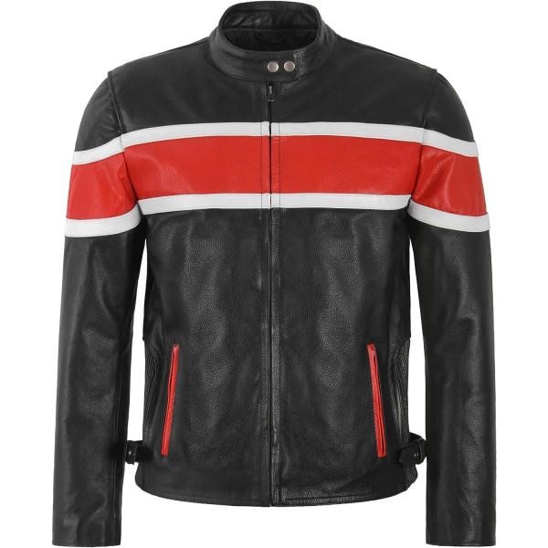 【並行輸入品】Mens Harley Biker Leather Jacket Black Clas...