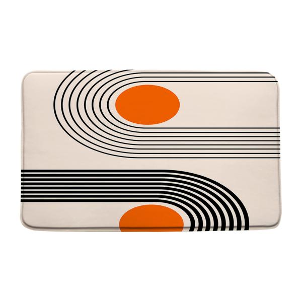 【並行輸入品】Abstract Mid Century Bath Mat,Modern Arch S...