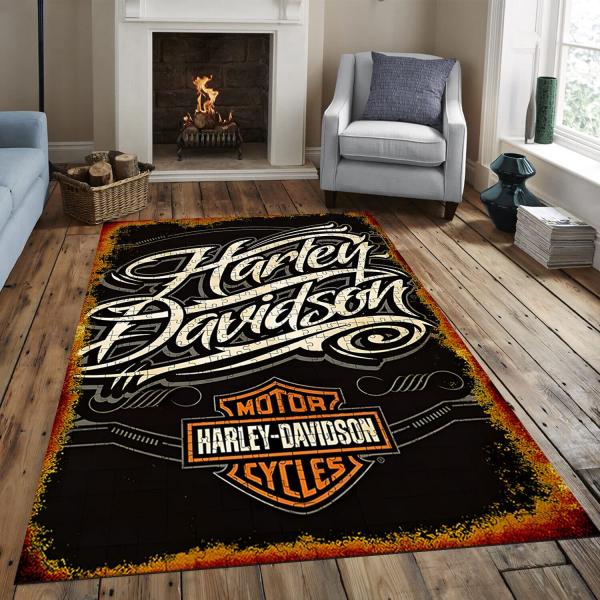 【並行輸入品】Harley Davidson Rug,Biker Rug,Motorcycle Ru...