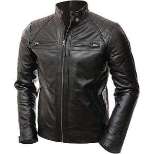 【並行輸入品】Ralph Skin Mens Genuine Leather Biker Jacke...
