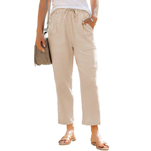 【並行輸入品】Dokotoo Linen Pants Women Summer Comfy Elas...