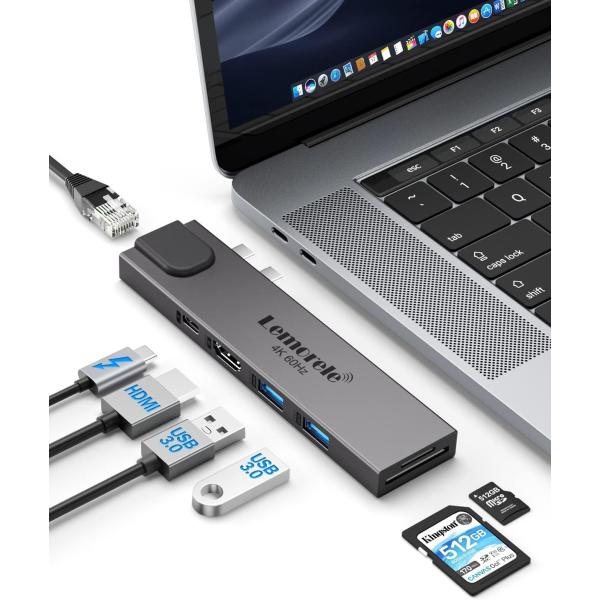 【並行輸入品】Lemorele USB Cハブ 7イン2 MacBook Pro Air M1アダプ...