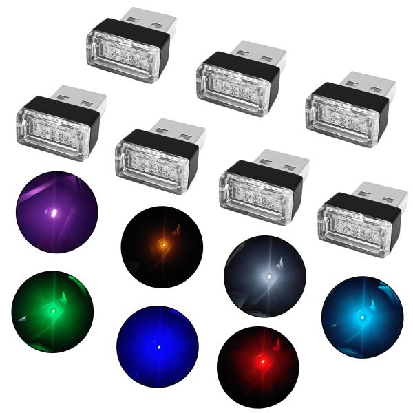 7個 USB LED 車内雰囲気ランプ 夜間LEDアンビエント照明 ミニLED USBライト 室内装...