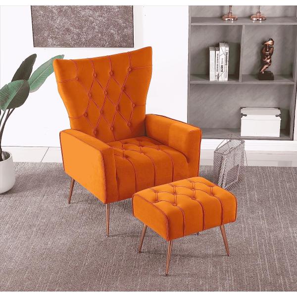 【並行輸入品】Haplized Luxe Accent Chair with Ottoman: Pl...